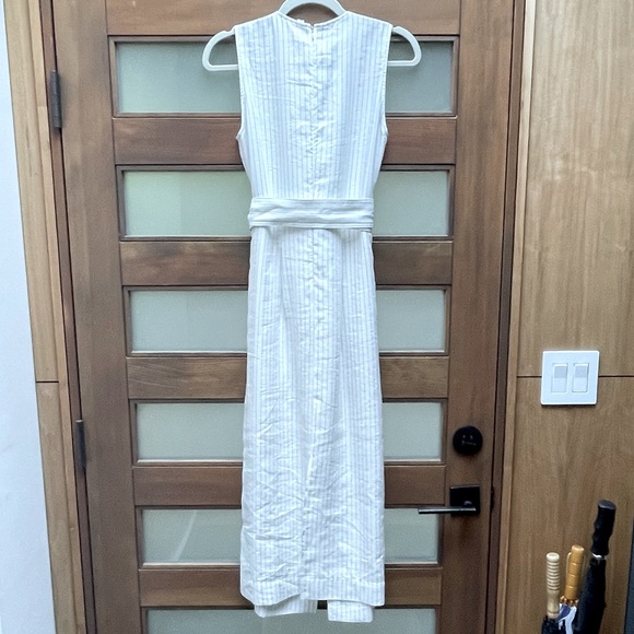 Vince Pinstripe Wrap Waist Sleeveless Dress - Picture 7 of 8